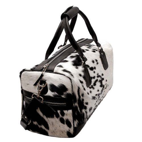 Hair on Cowhide Leather Duffle Bag – Handmade Travel Weekender Overnight Gym Bag