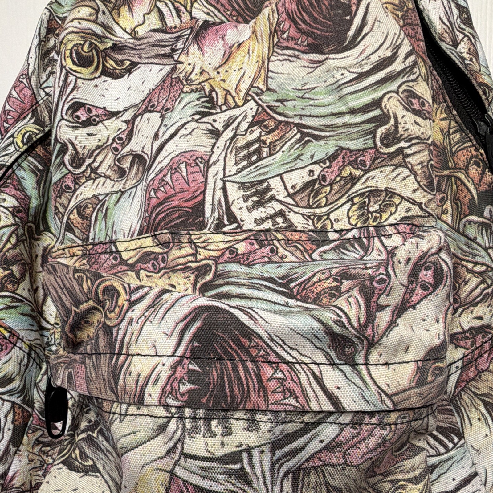 Hot Topic 2012 Iron Fist Shark Bits Nylon Canvas Backpack Zip Padded VERY RARE