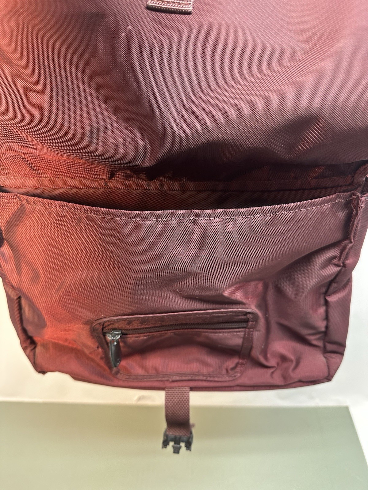 Vint Apple Computer Nylon Backpack Bag W Retro Logo Maroon 7x13x15 In #8