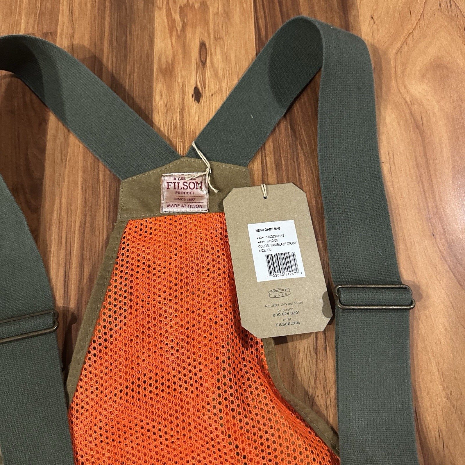 Filson Mesh Game Bag Waxed Canvas Hunting Tin Cloth Made In USA OSFA NWT