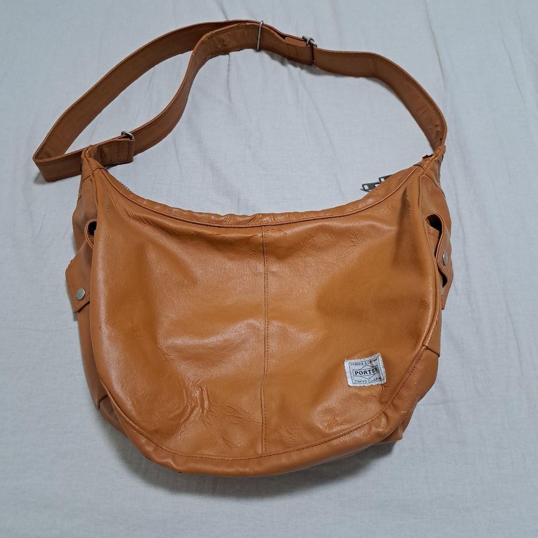 PORTER Shoulder Bag Camel Crescent Shape