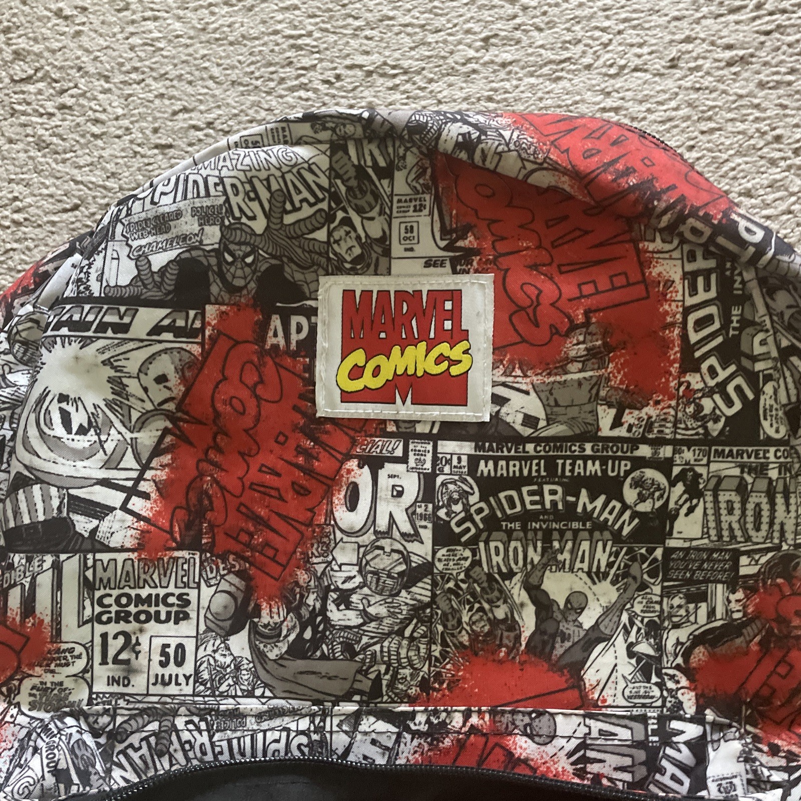 MARVEL COMIC BOOK BLACK & WHITE COVERS BACKPACK Spider-Man, Iron Man, Thor