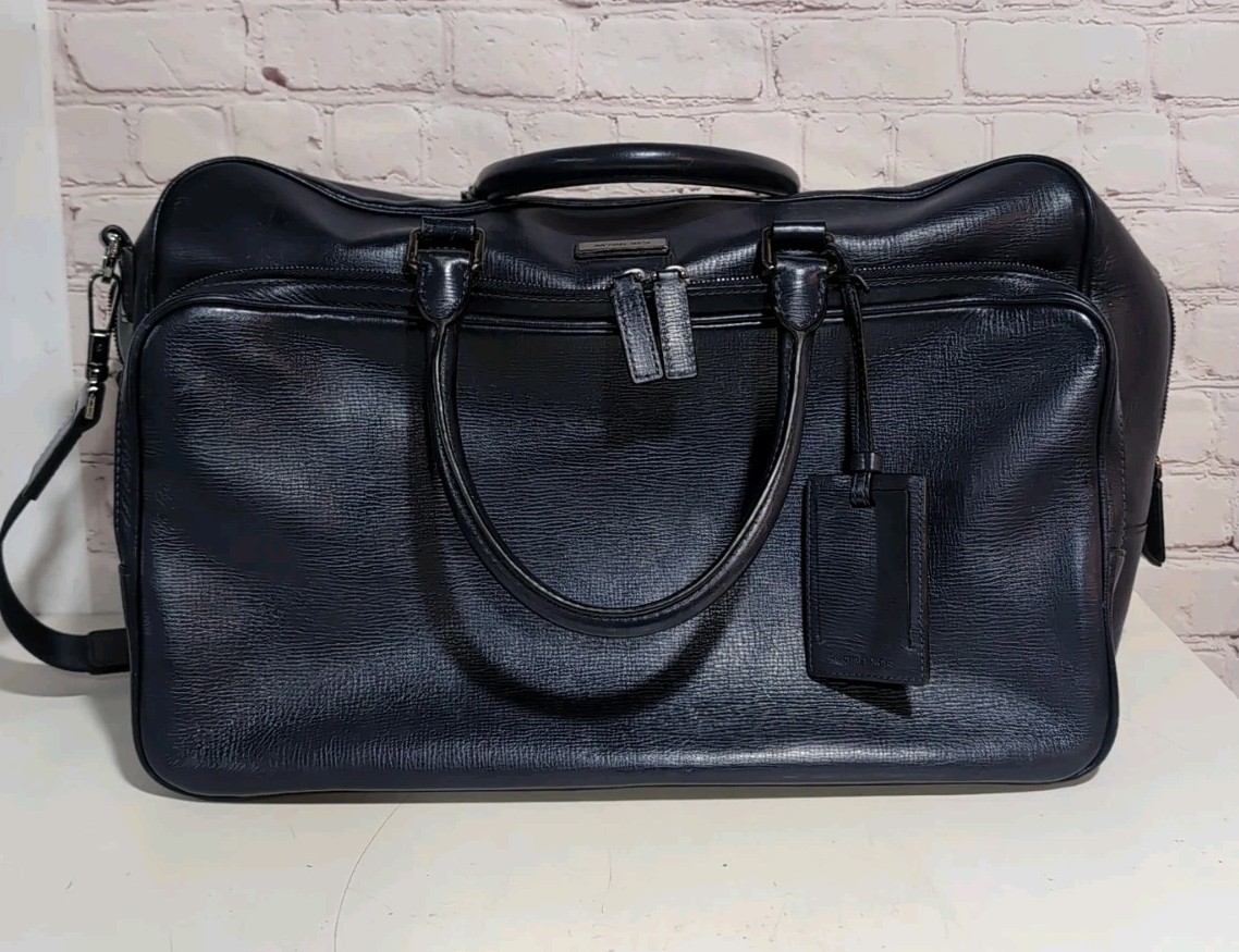Michael Kors Cooper Saffiano Leather Blue Carry On Shoulder Bag Crossbody