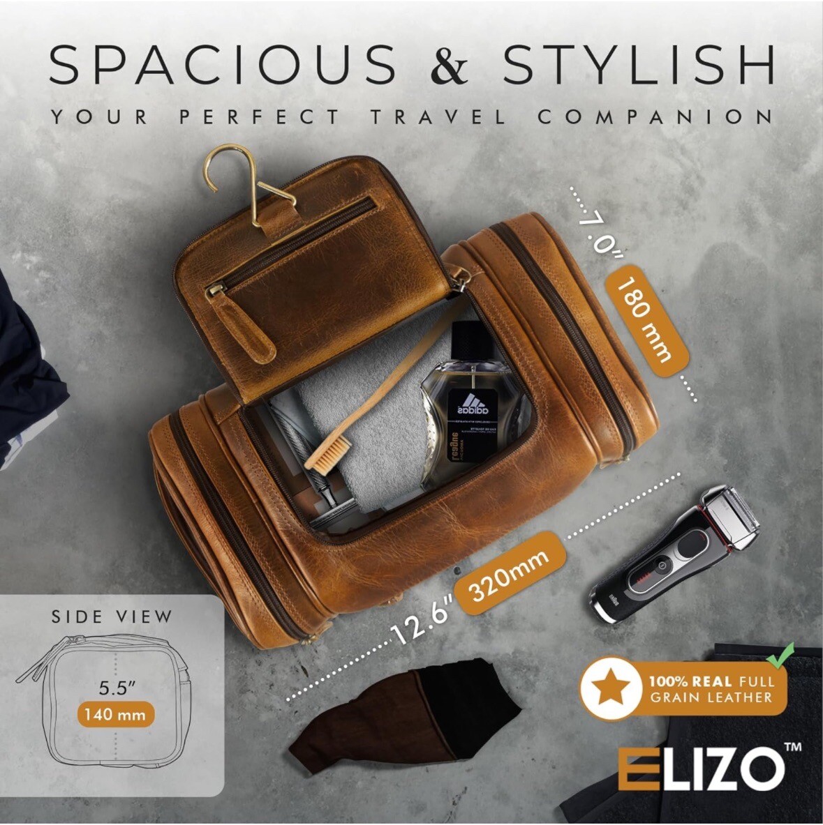 Leather Toiletry Bag For Men Women Dopp Kit Mens Hanging Toiletry Bag