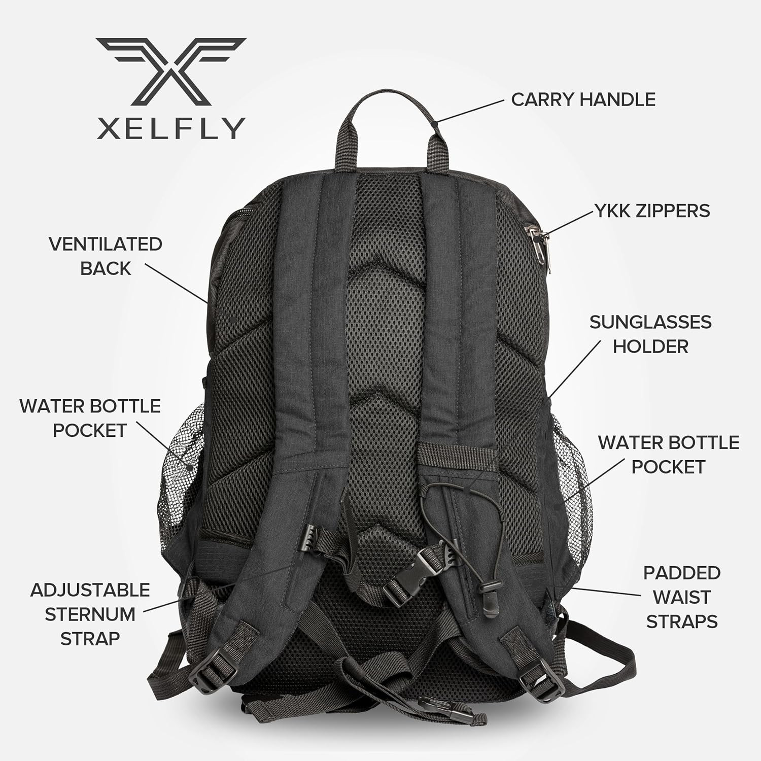 Basketball Backpack Ball Compartment 25L Sports Gym Bag Shoe Pocket Black