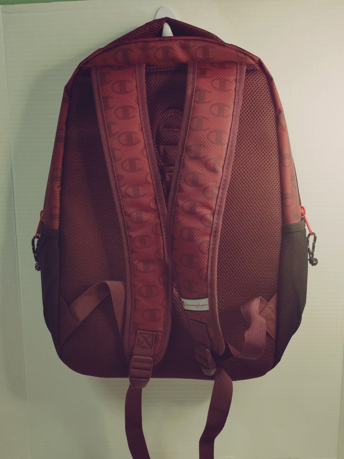 Champion Men’s Red Logo Backpack Large Zip Laptop Sleeve