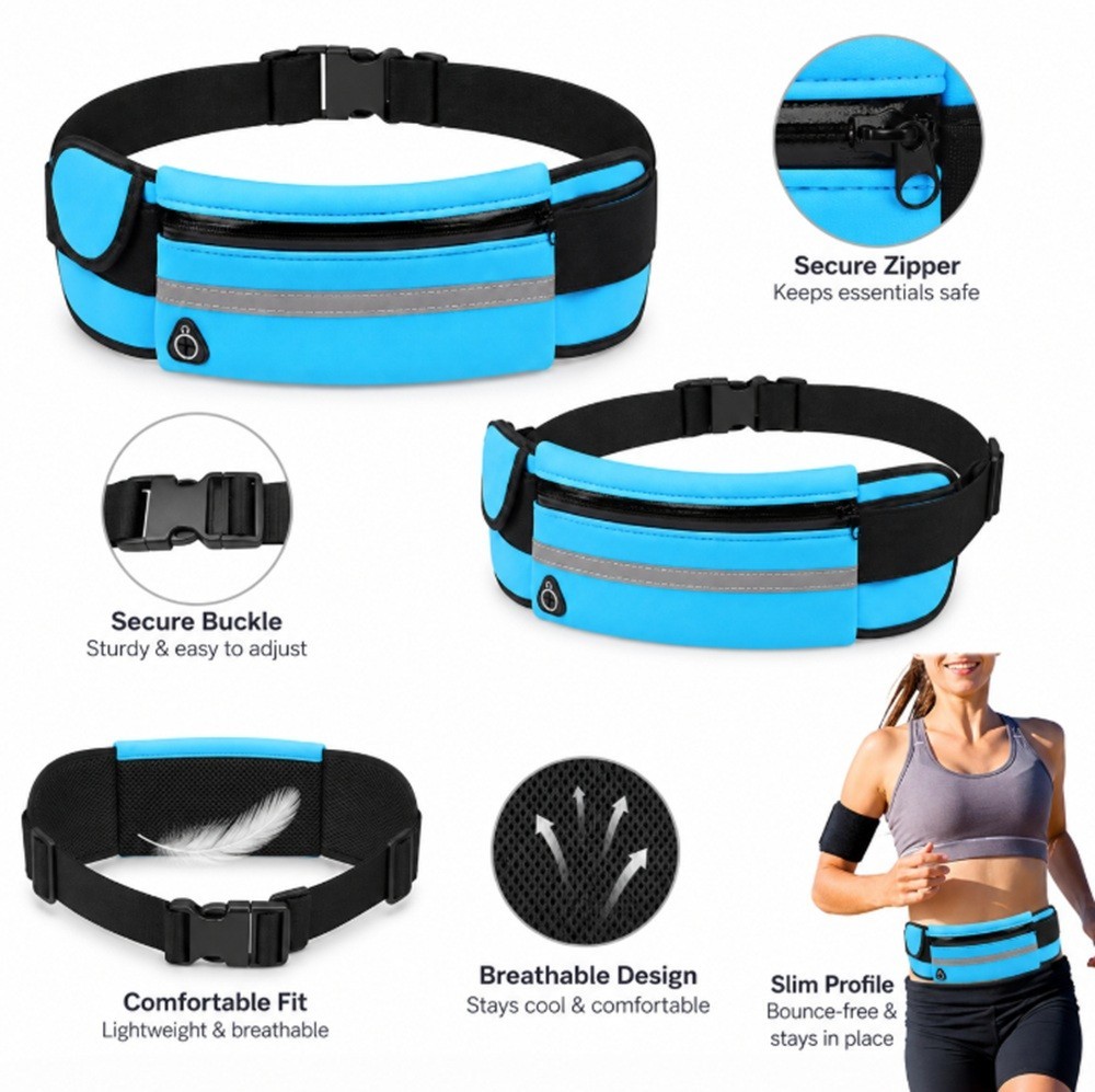 Adjustable Running Belt Water Resistant Waist Pack Fanny Bag Men Women Phone