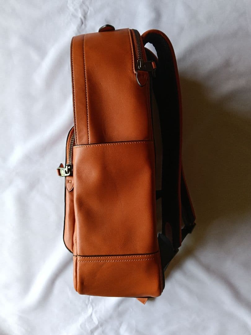 COACH Leather Backpack Brown Front Pocket Mesh Back 42cm From Japan