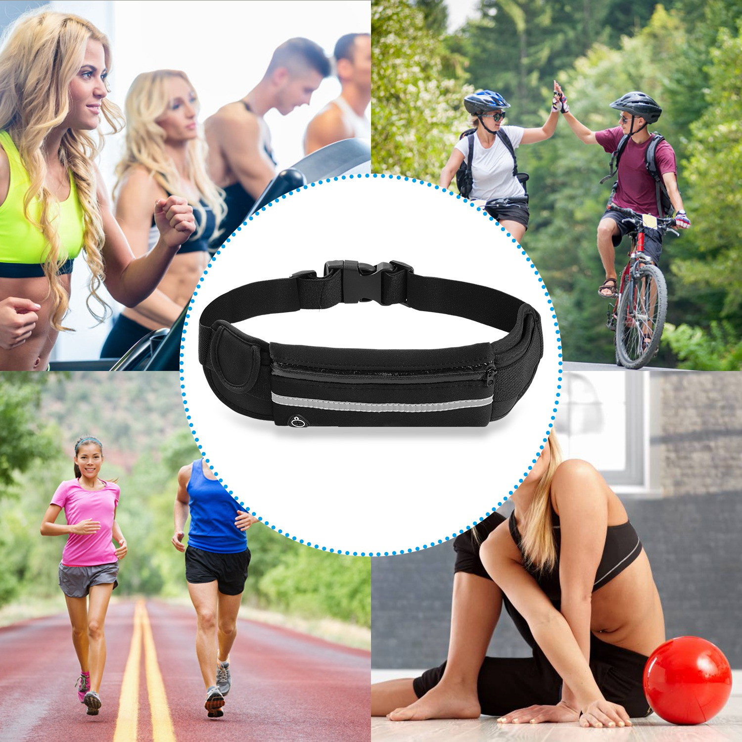 Sports Running Waist Bag Waterproof Adjustable Belt Pouch for Fitness Travel