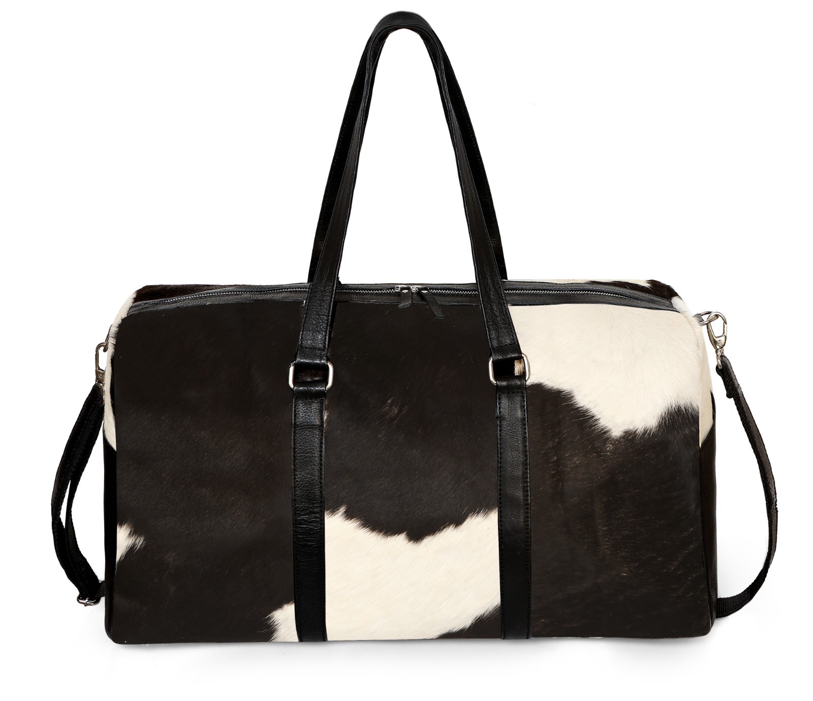 Hair On Leather Duffle Bag Cowhide Travel Weekend Bag for Men and Women