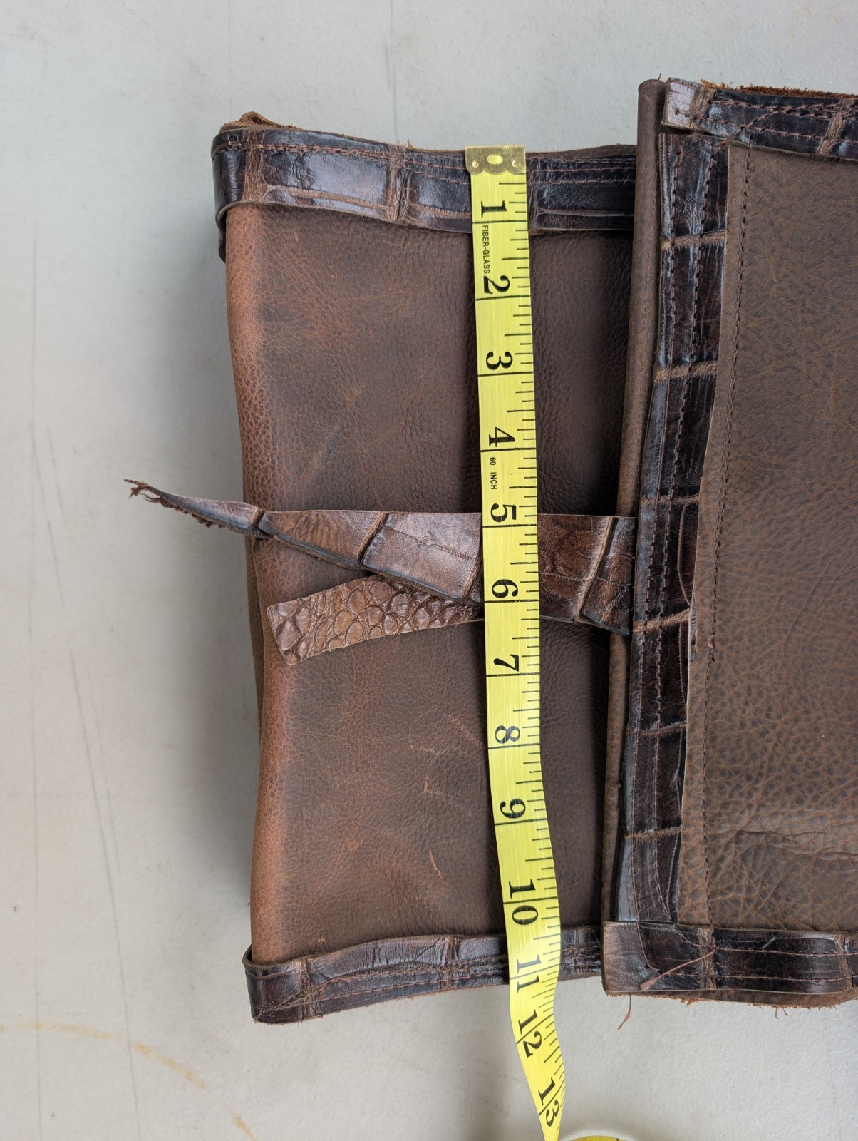 Kodiak Leather Cowhide Alligator distressed brown crossbody bag adjustable