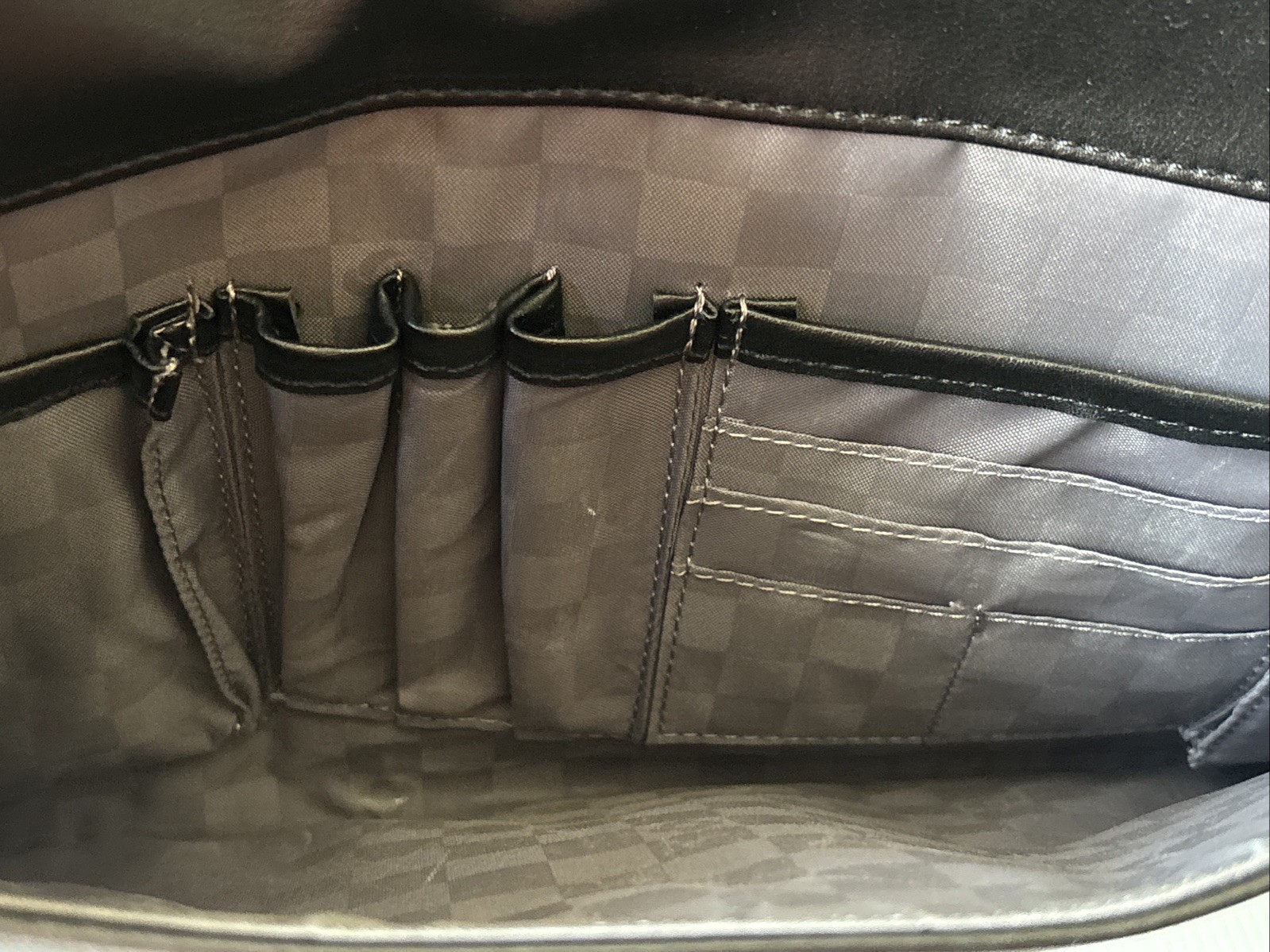 SAMSONITE Black Leather Briefcase Flap Over Messenger/Office, Carry Satchel