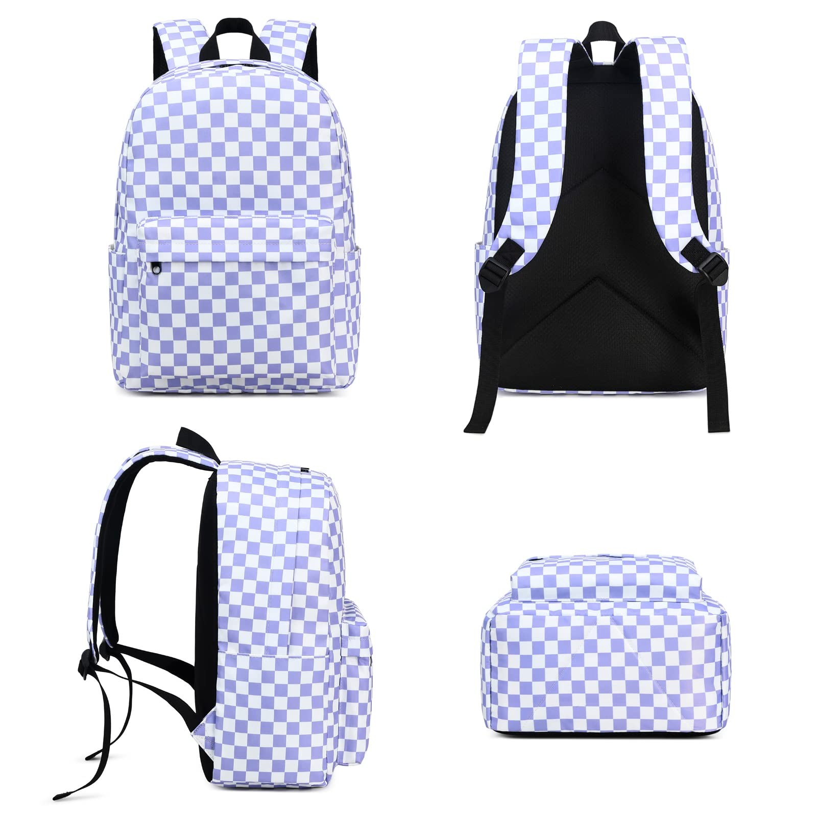 Checkered Girls Backpack for Elementary Middle School, Teens School Bag Women…