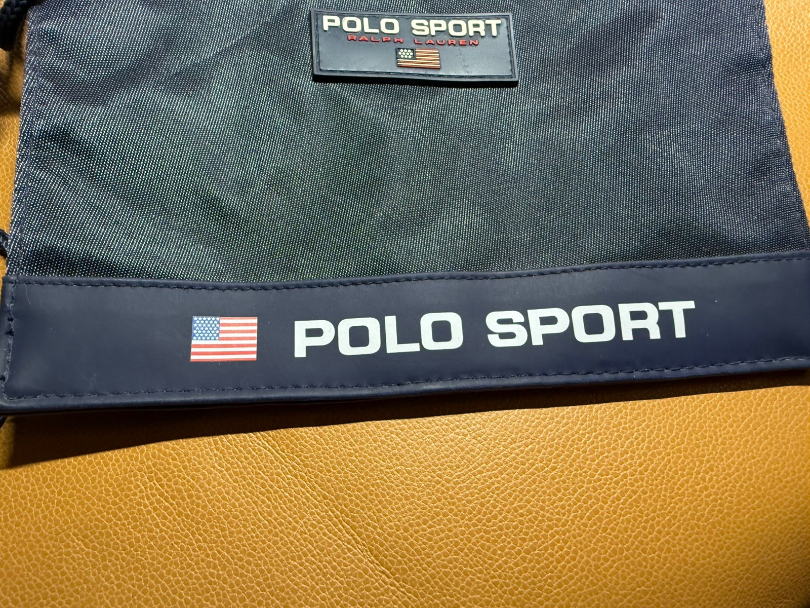 Vtg Ralph Lauren Polo Sport Nylon Crossbody Bag Pouch USA Flag Rare US Seller