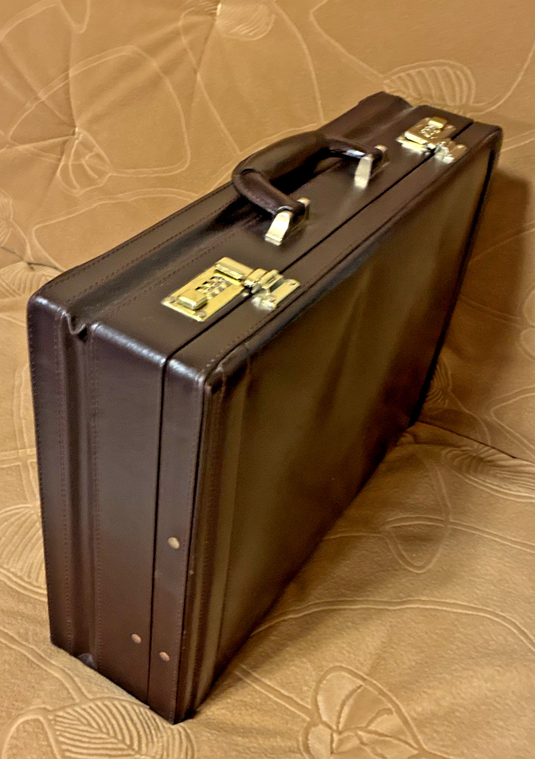 Vintage Lucas leather Hard Sided Briefcase Combo Locks Burgundy