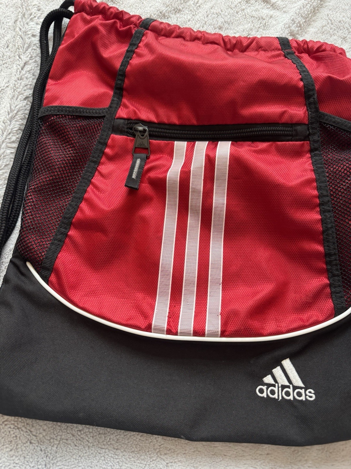 Adidas Alliance II Red Black Drawstring Backpack Sackpack Gym Sports Bag