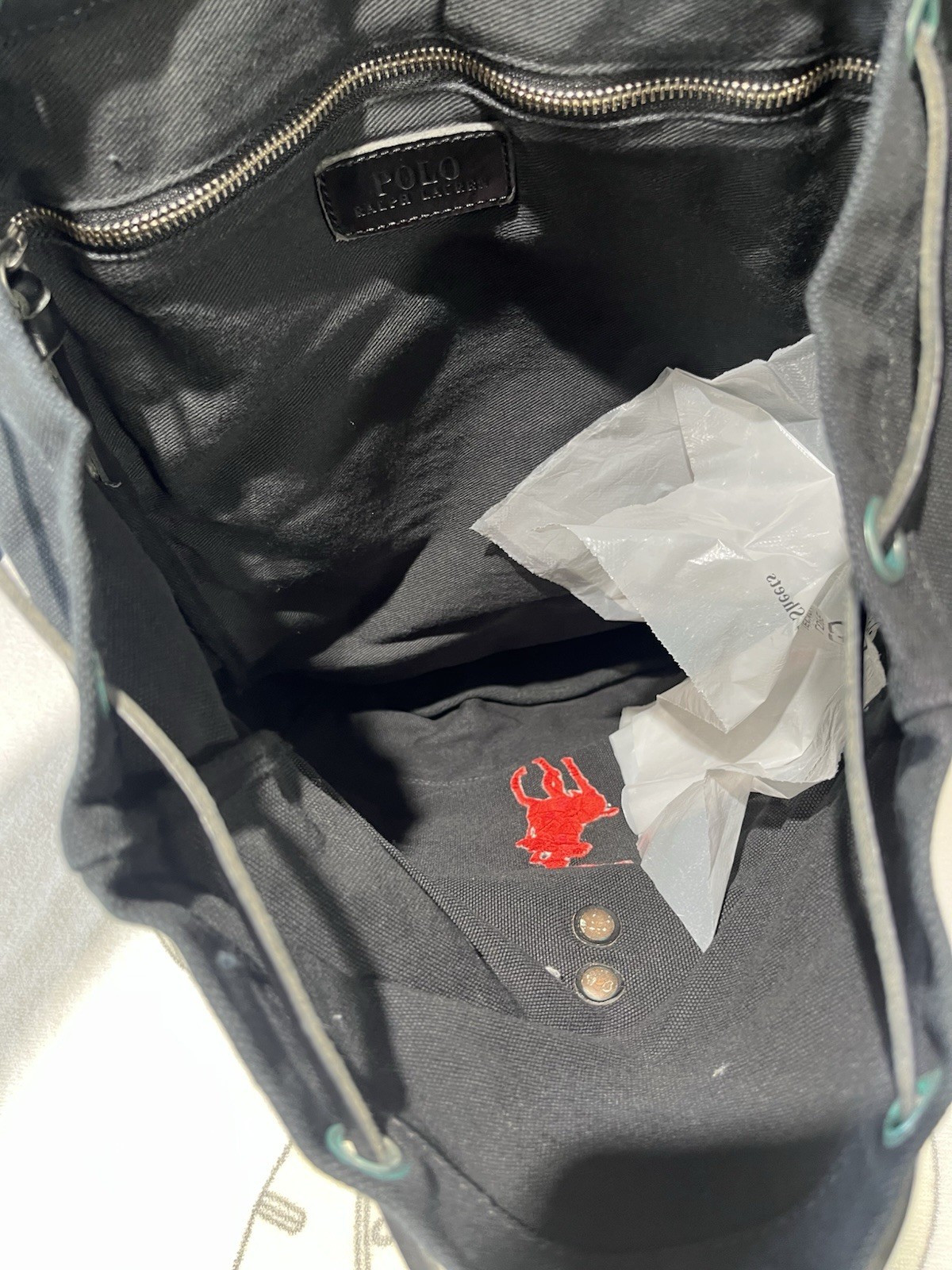 ✝️ ⭐️ Polo, Ralph Lauren black Backpack Duffel Bag New Deep Double Pockets.