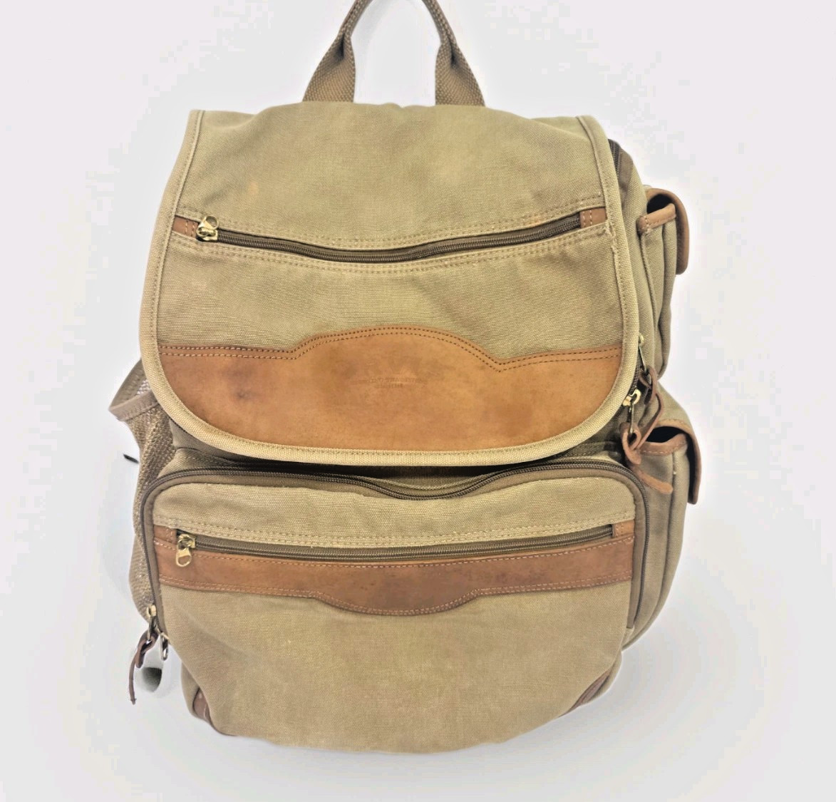 Vintage Orvis Battenkill Leather and Canvas Backpack Outdoor Travel Bag