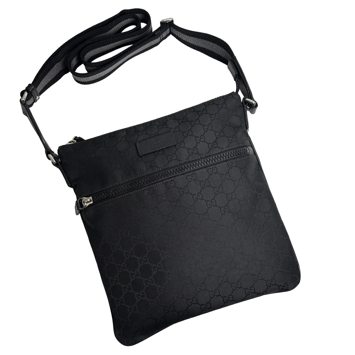 Gucci Shoulder Bag Messenger GG Nylon Black 509639 Unisex Crossbody