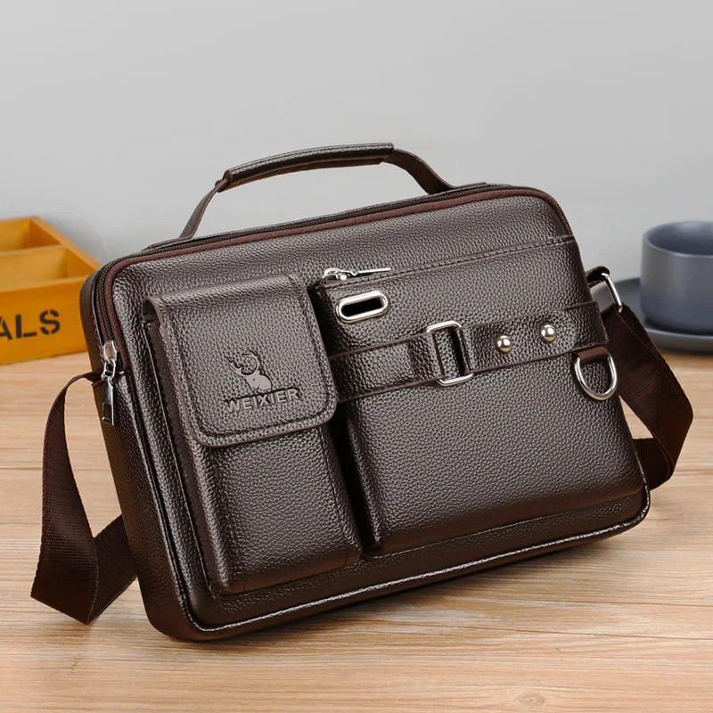 Men Shoulder Bag Pu Leather Business Messenger Bag for Man New