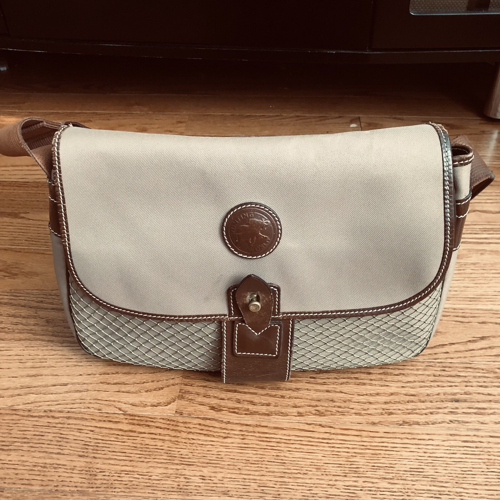 Hunting World Authentic RARE Shoulder Canvass Leather Brown Tan Messenger Bag