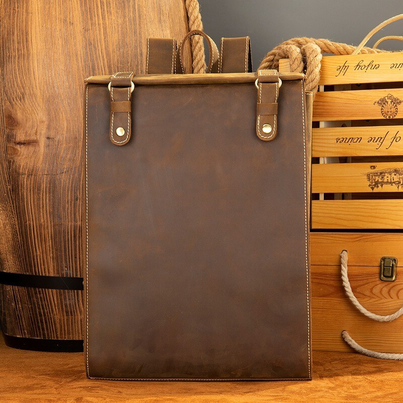 Men’s Leather Backpack Retro Large Capacity Computer Travel Business Backpack