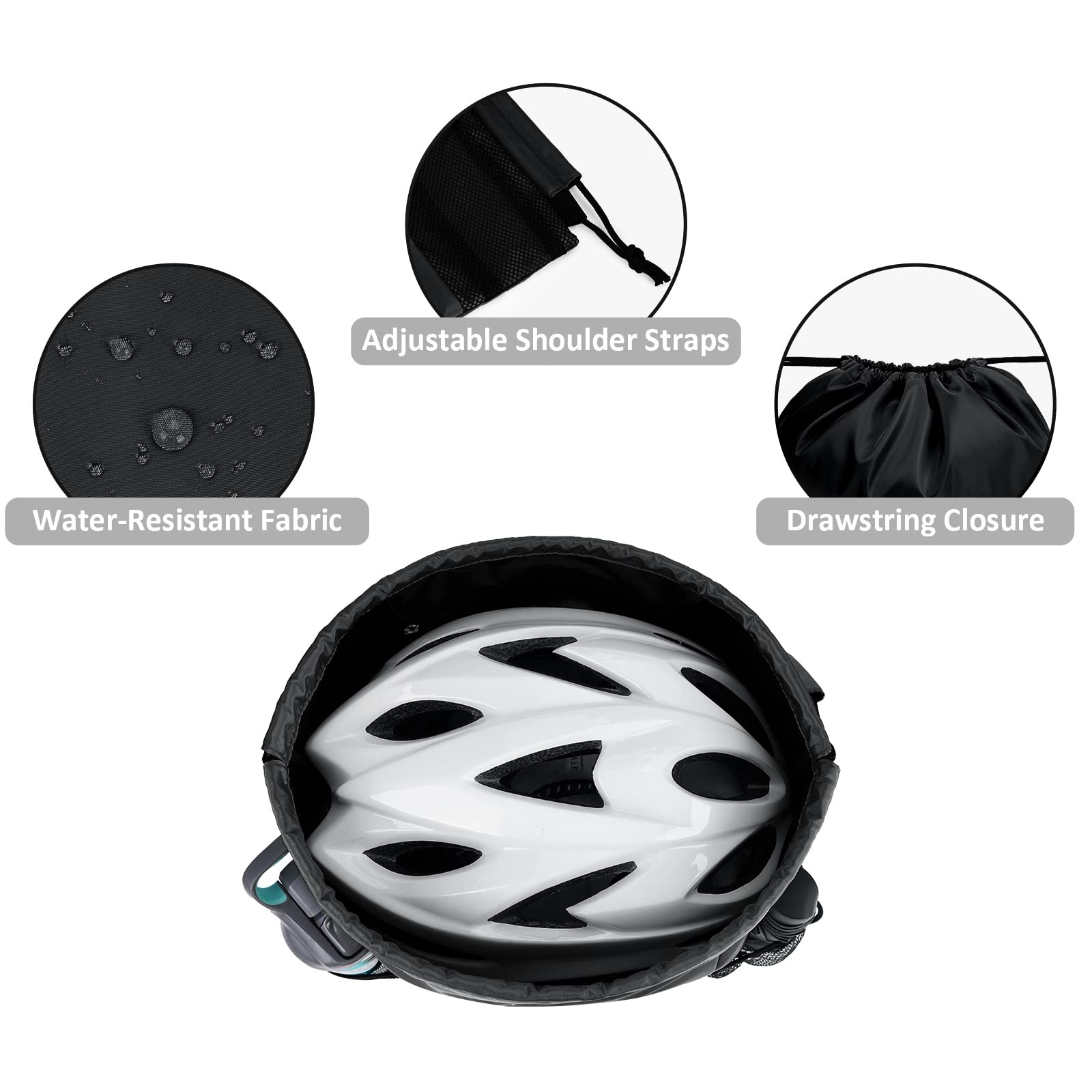 Drawstring Backpack with Shoulder Pad Sports Gym Backpack with Mesh Pocket Black