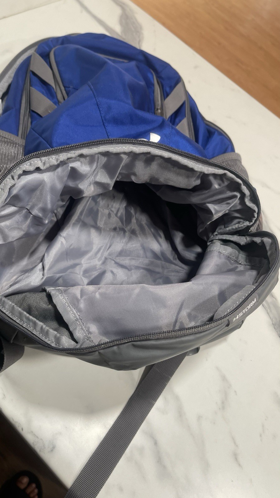 Under Armour Team Hustle Storm Backpack Royal Blue/Grey Water Repellant Bag