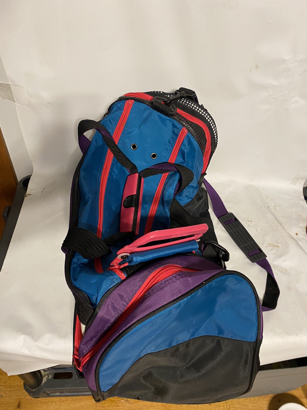 Vintage 90s OGiO 45 cm Travel Duffle Bag Bright Retro Purple Teal RARE