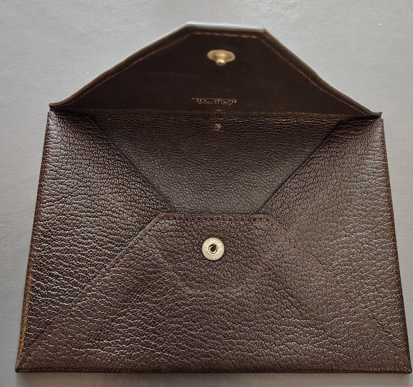 TUMI Brown Leather Receipt Envelope / Clutch 6″x4.25″
