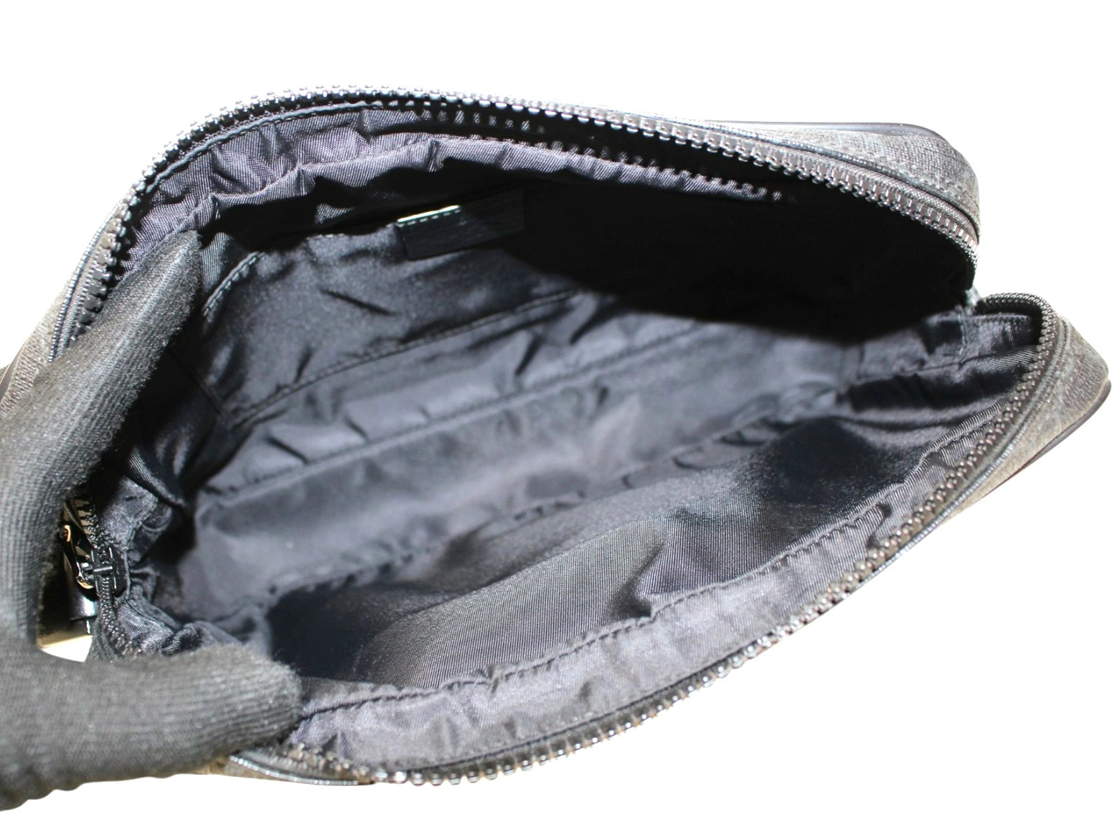 Gucci Clutch Bag 162784 GG Supreme Black PVC Leather Standard Gift