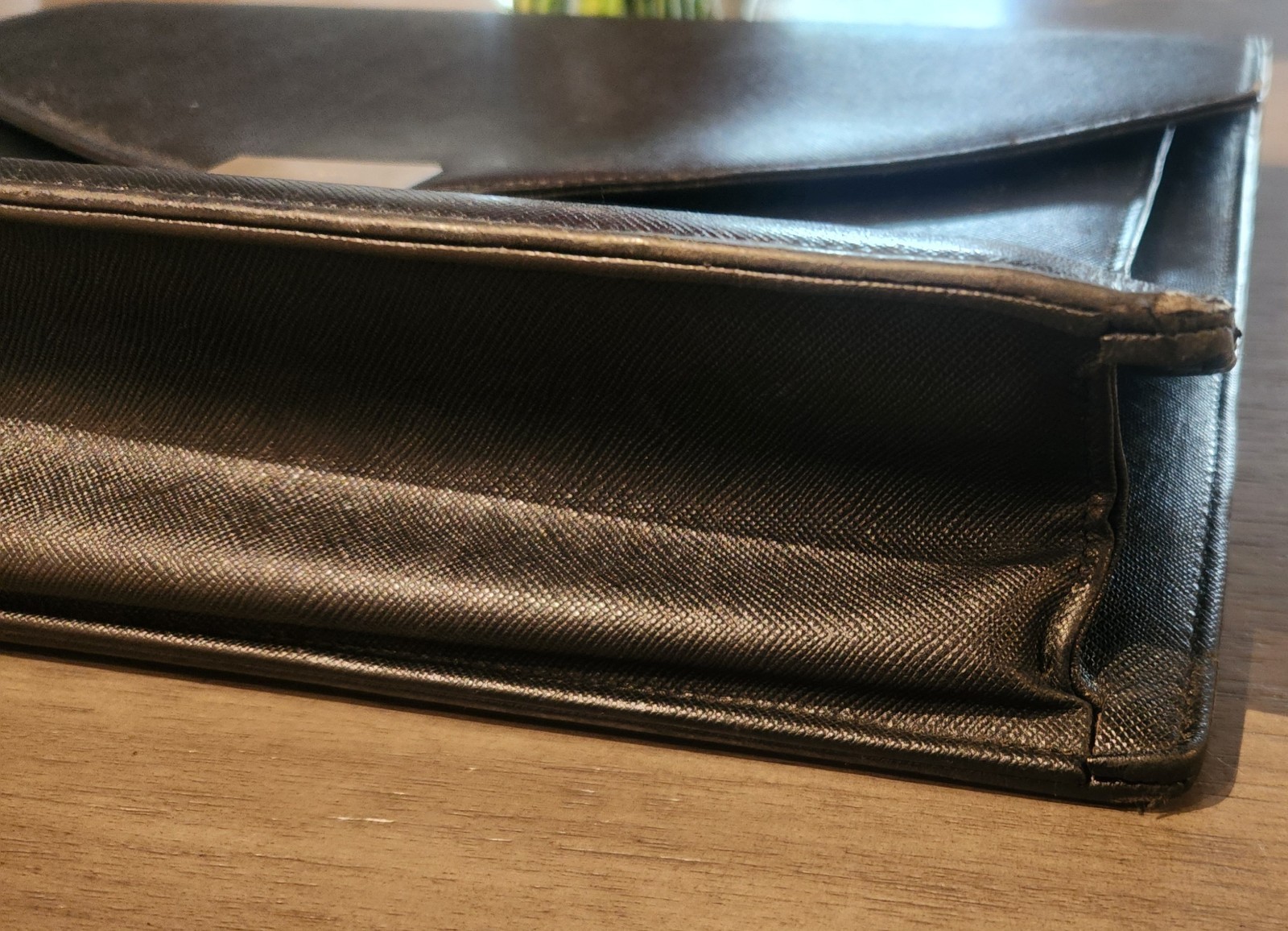 Burberry Black Solid Briefcase/Document Case Top Handle Push Lock Flap