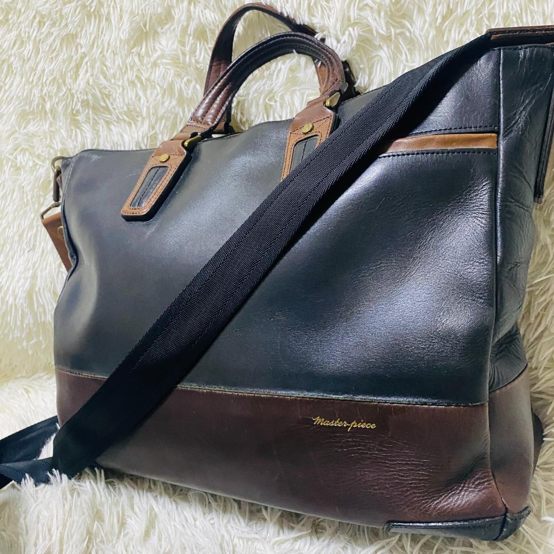 Master-piece 2WAY Large Capacity Leather Business Bag Black 47x38cm (19x15in)