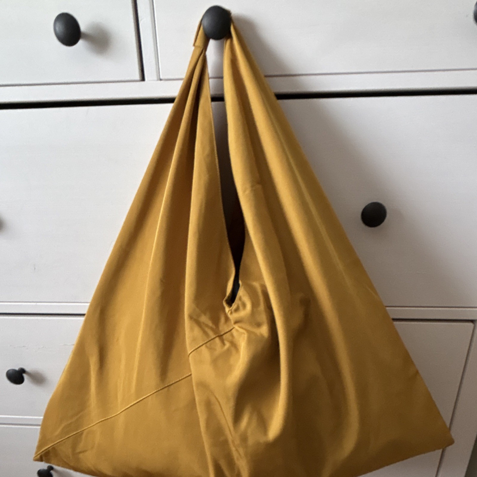 Yellow women’s shopping tote. Button Closure, Large Size, Solid Pattern