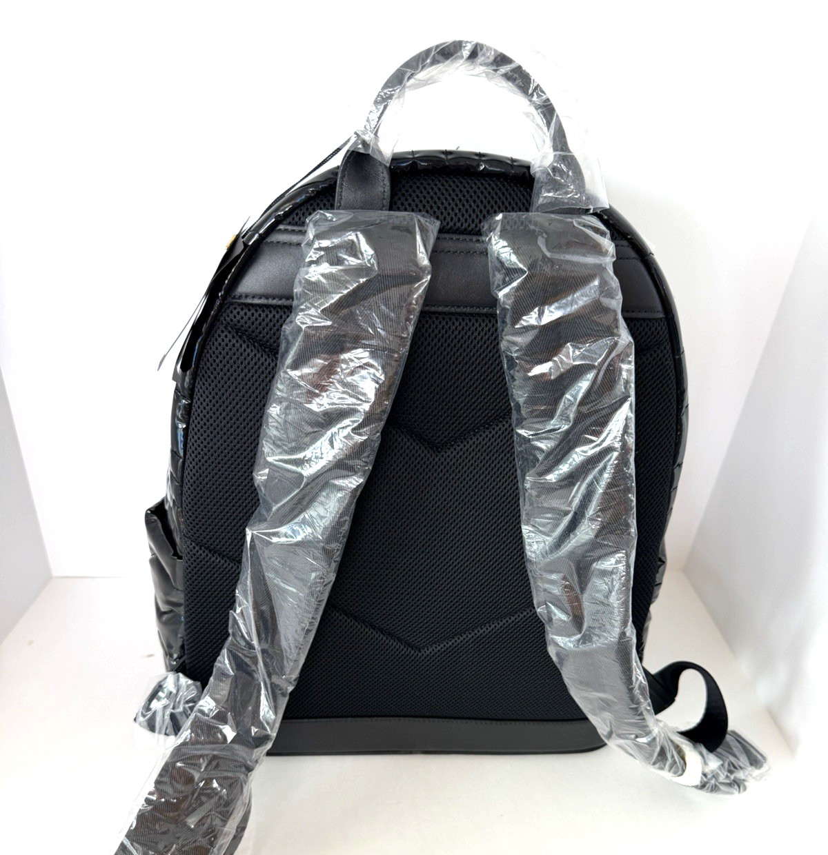 MCM Black Patent Quilted Backpack MMK AAVE19 BK001 NWT Authentic Rare