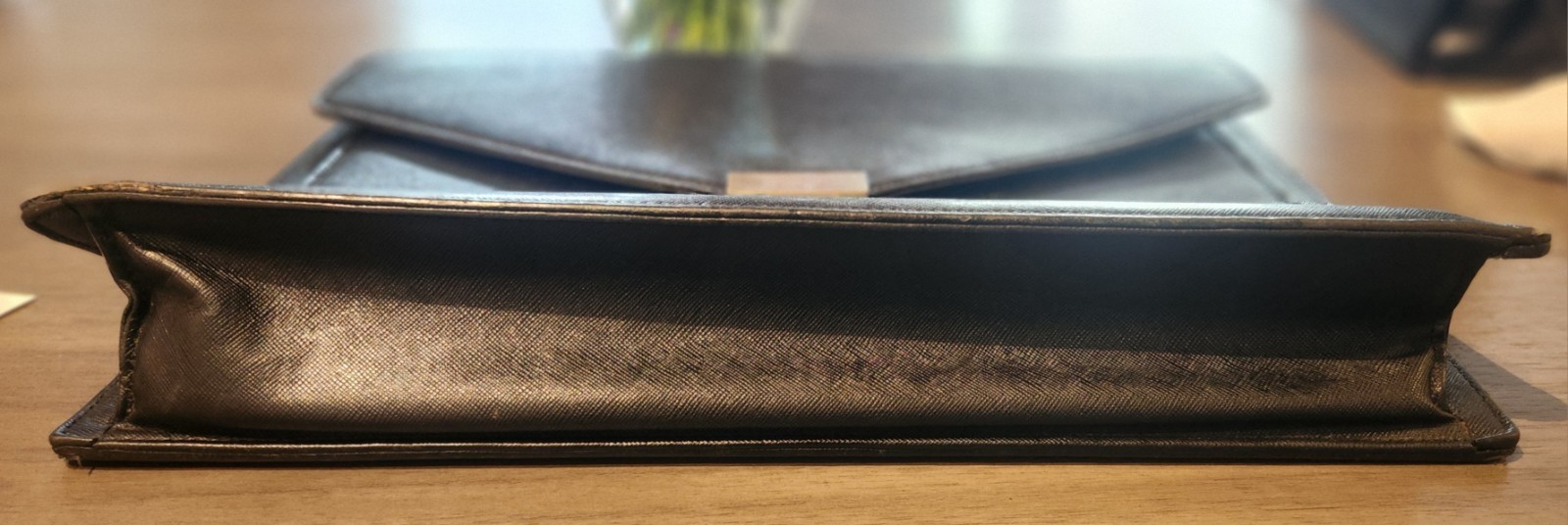 Burberry Black Solid Briefcase/Document Case Top Handle Push Lock Flap