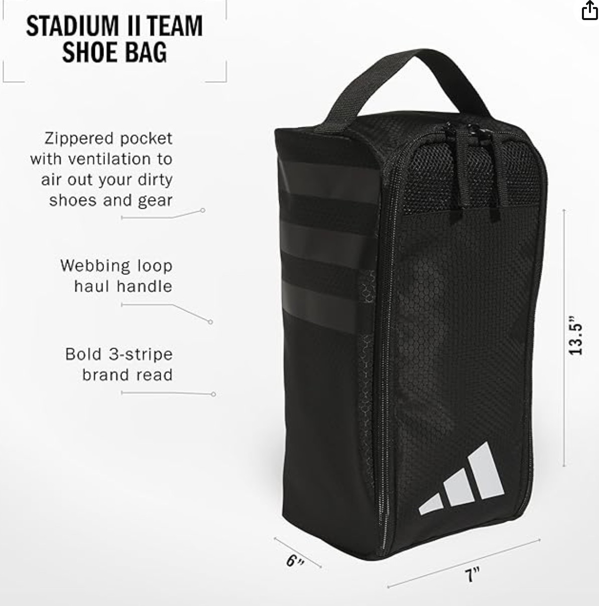 Adidas Stadium II Team Shoe Bag Black/White
