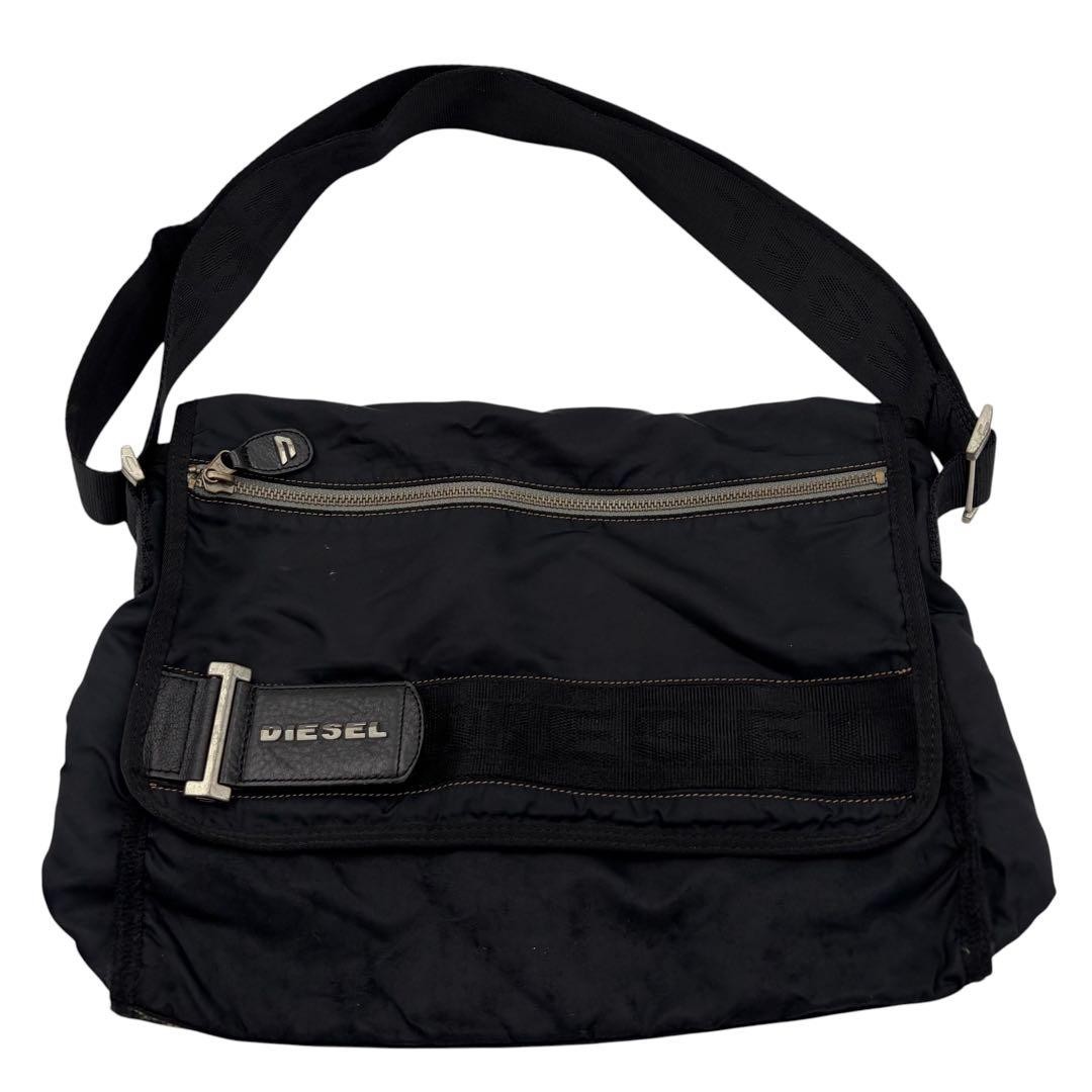 Diesel Men Vintage Messenger Bag Black Nylon 34x11x30cm Luxury Stylish Casual
