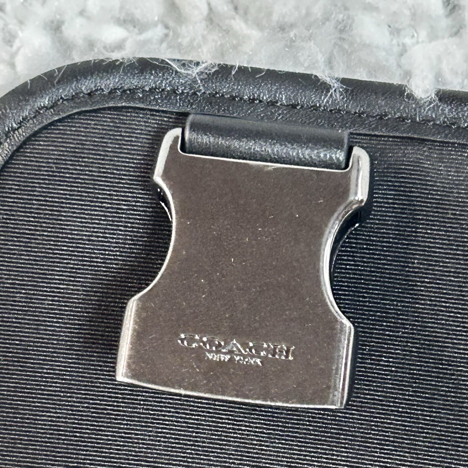 Coach Signature Monogram Messenger Crossbody Bag Black/Gray Magnetic Strap