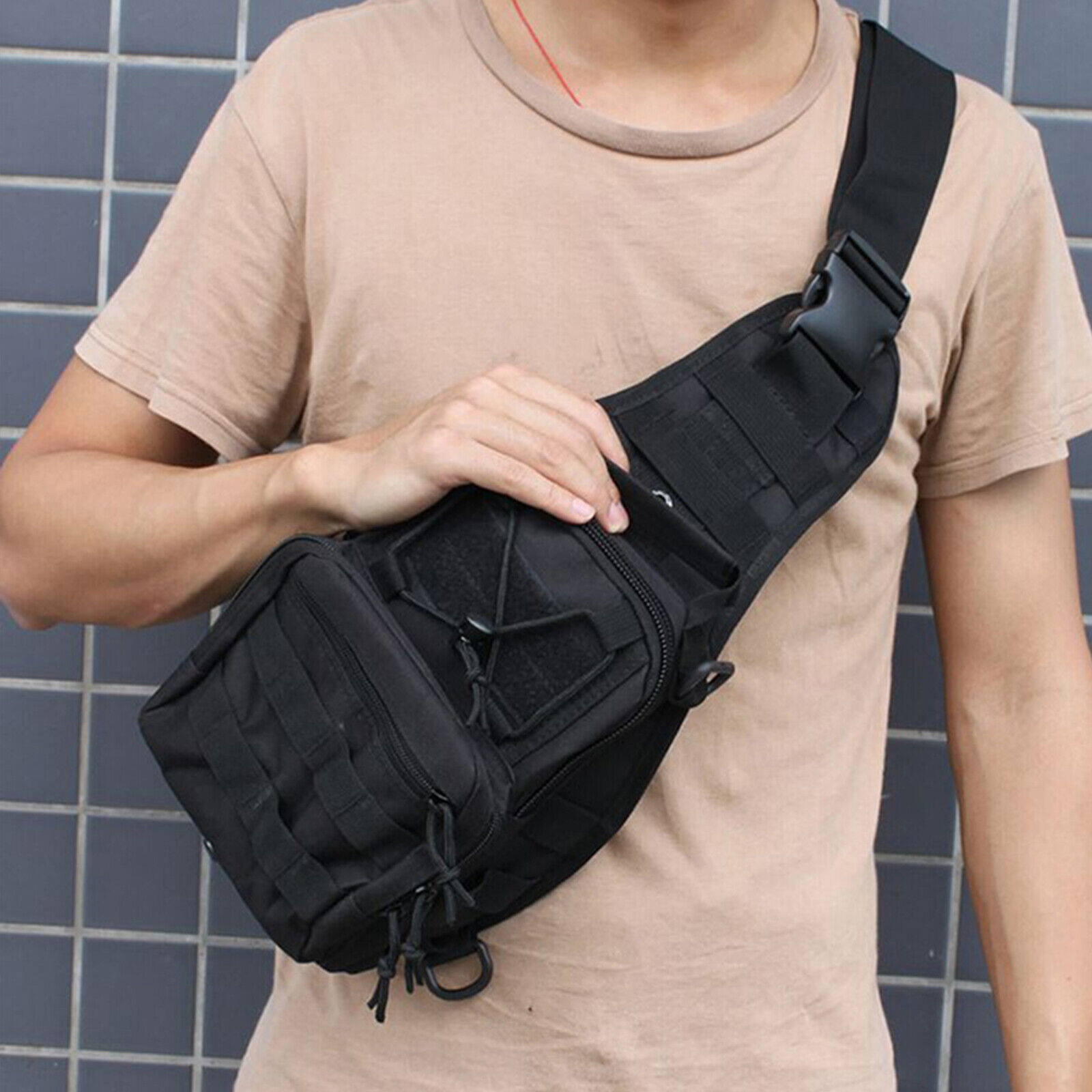Men Backpack Tactical Sling Bag Chest Shoulder Fanny Pack Cross Body Molle Pouch