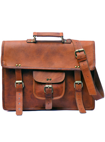 Women’s Rustic Hiking Goat Leather Messenger Laptop Briefcase Office Bag NEW
