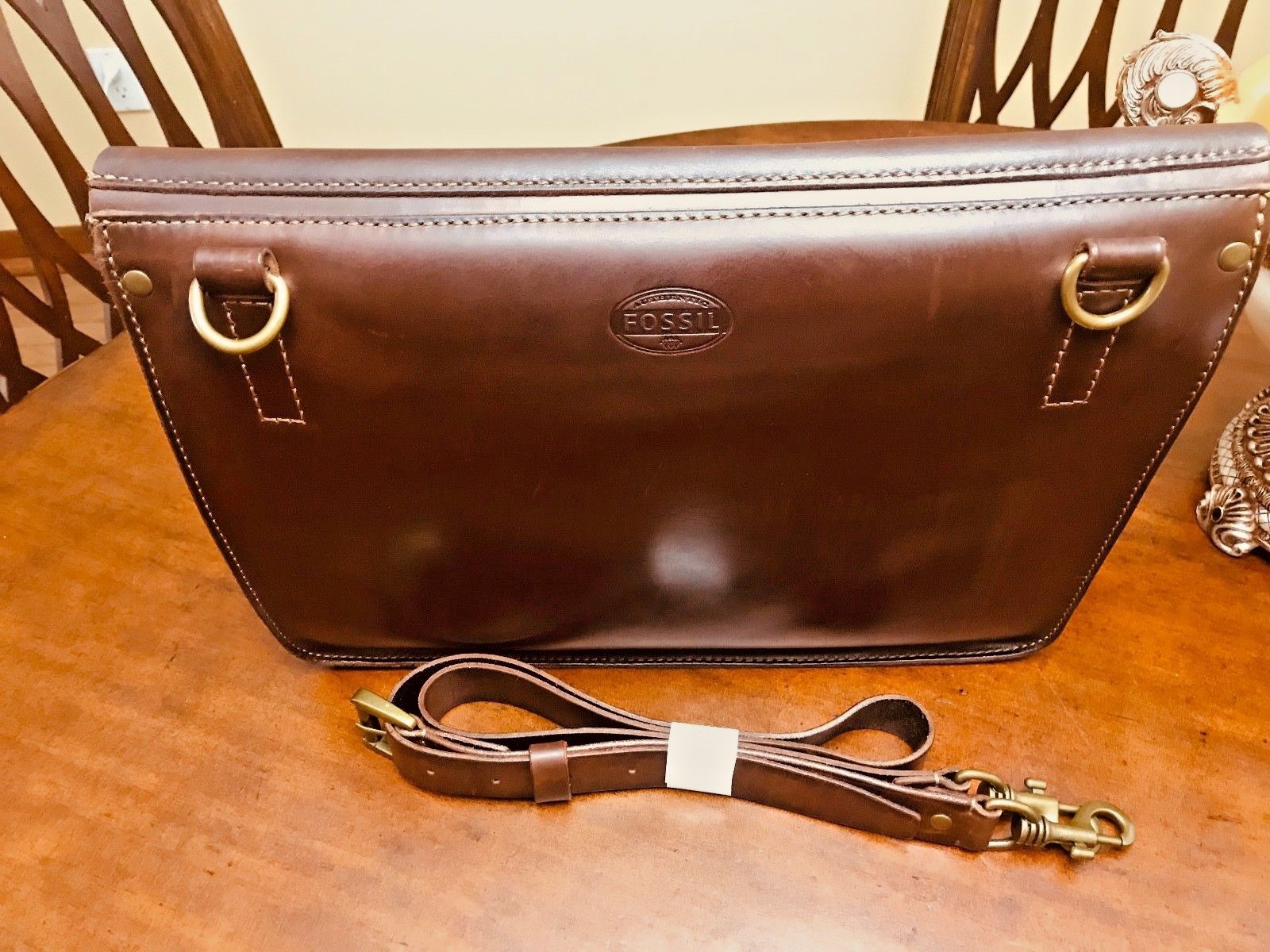 FOSSIL Burnished Leather Briefcase / Messenger Bag / Postal Bag- ARCHIVE EDITION
