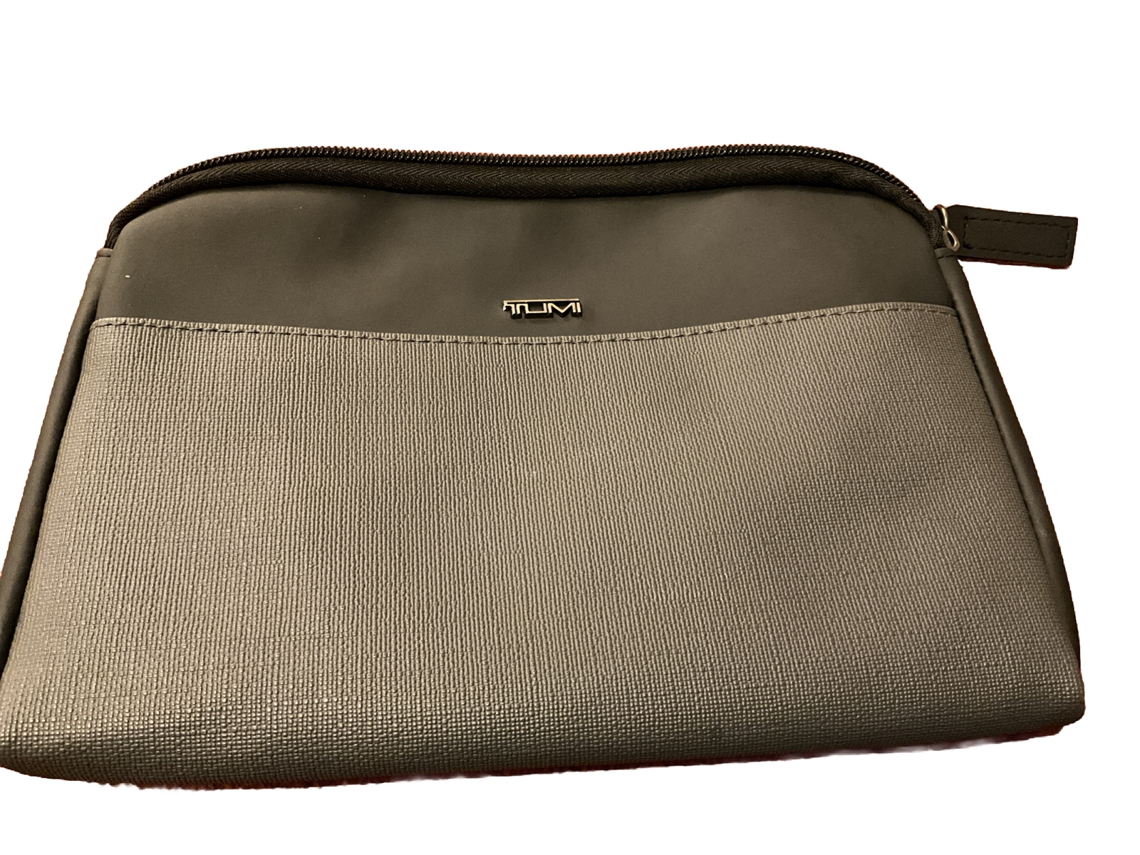TUMI for Delta Bag Pouch Small Grey Zip Soft Sided Travel Case Toiletry Cosmetic