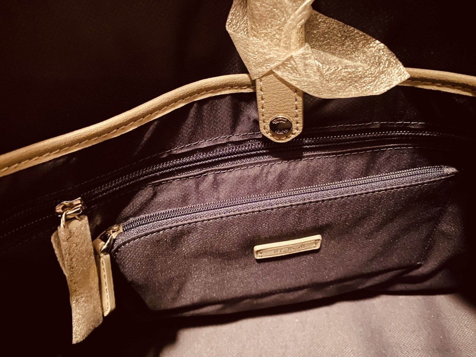 TUMI Light Grey 100% Leather Travel Laptop Tote/ Shoulder Strap MedSize NWT $700
