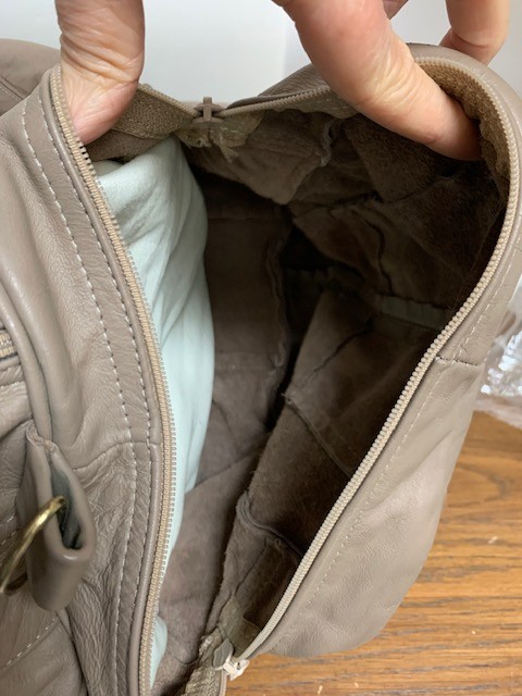 22″ X 10″ X 11″ Taupe Leather Duffle Carry-On Bag-Carroll Leather Goods-Vintage