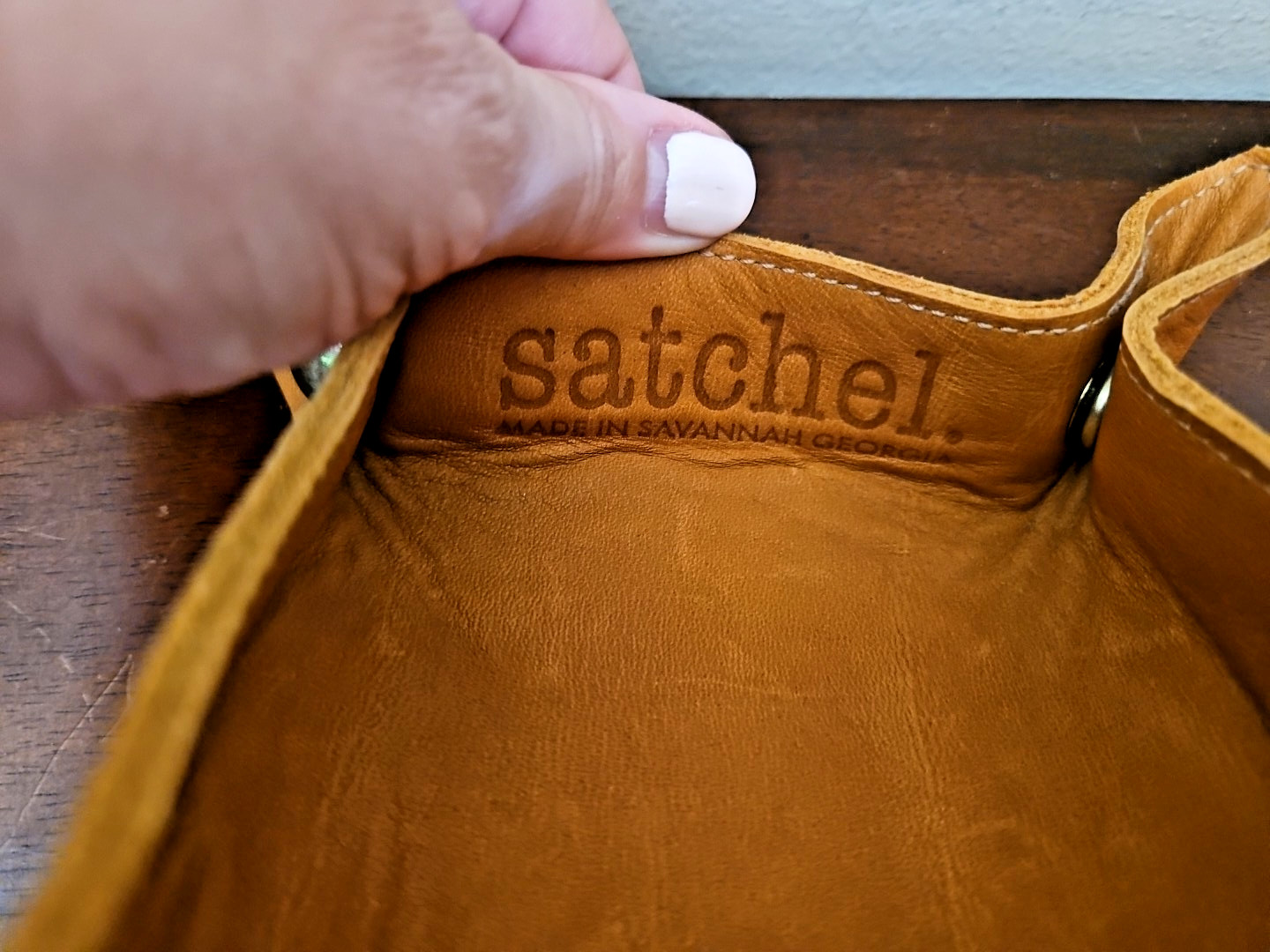 Satchel Leather Travel Tray 4″x4″ – Handmade in Savannah GA – Pre-Owned