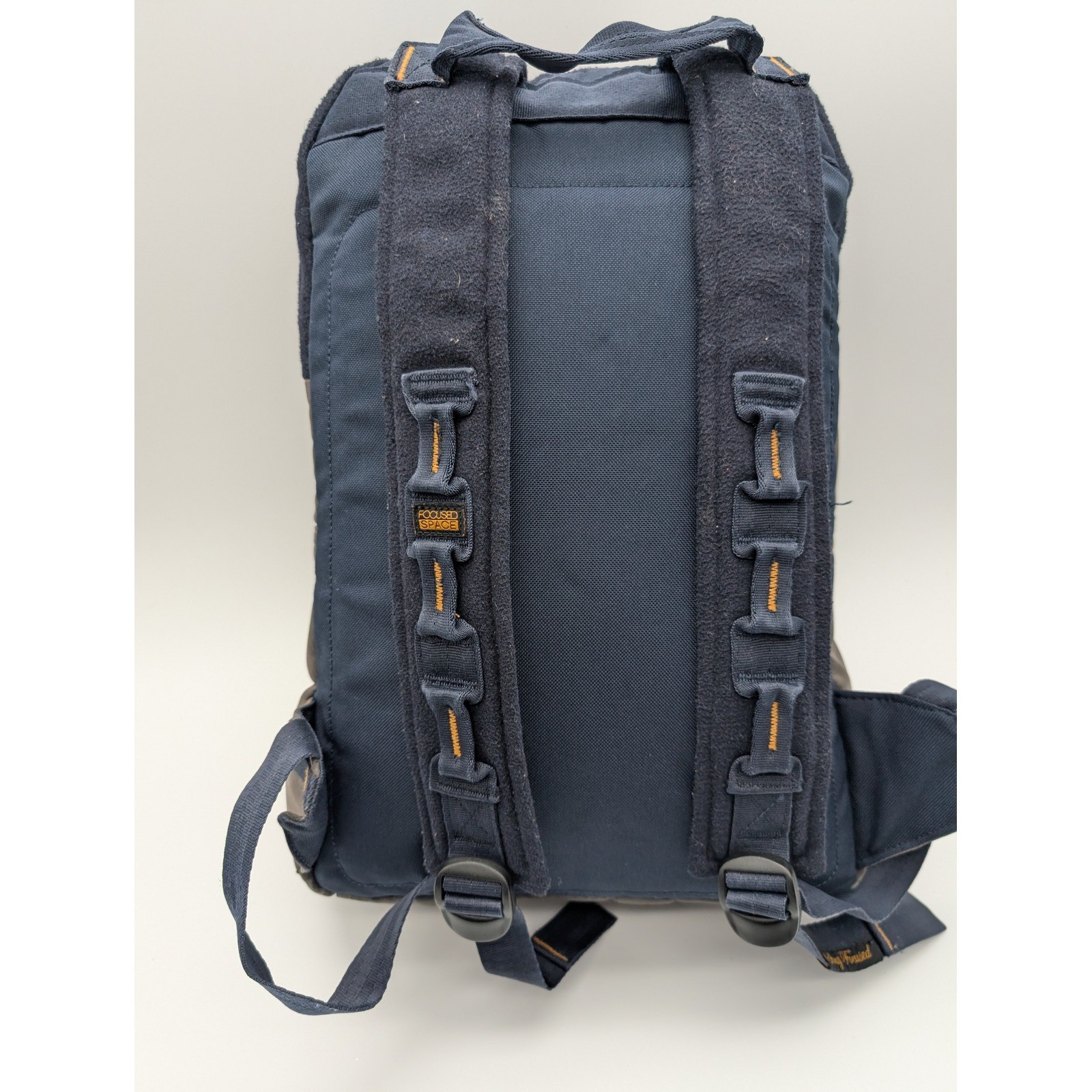 Focused Space Backpack Navy Blue Felt and Gray Mixed Media Tech Bag