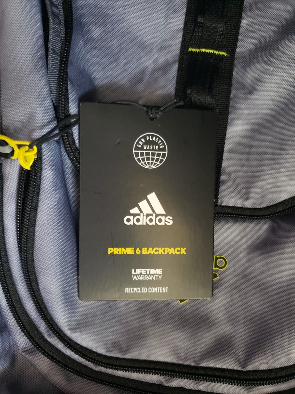 Adidas Prime 6 Backpack ipe Clean Multi Pocket Zip Jersey Gray & Black NWT