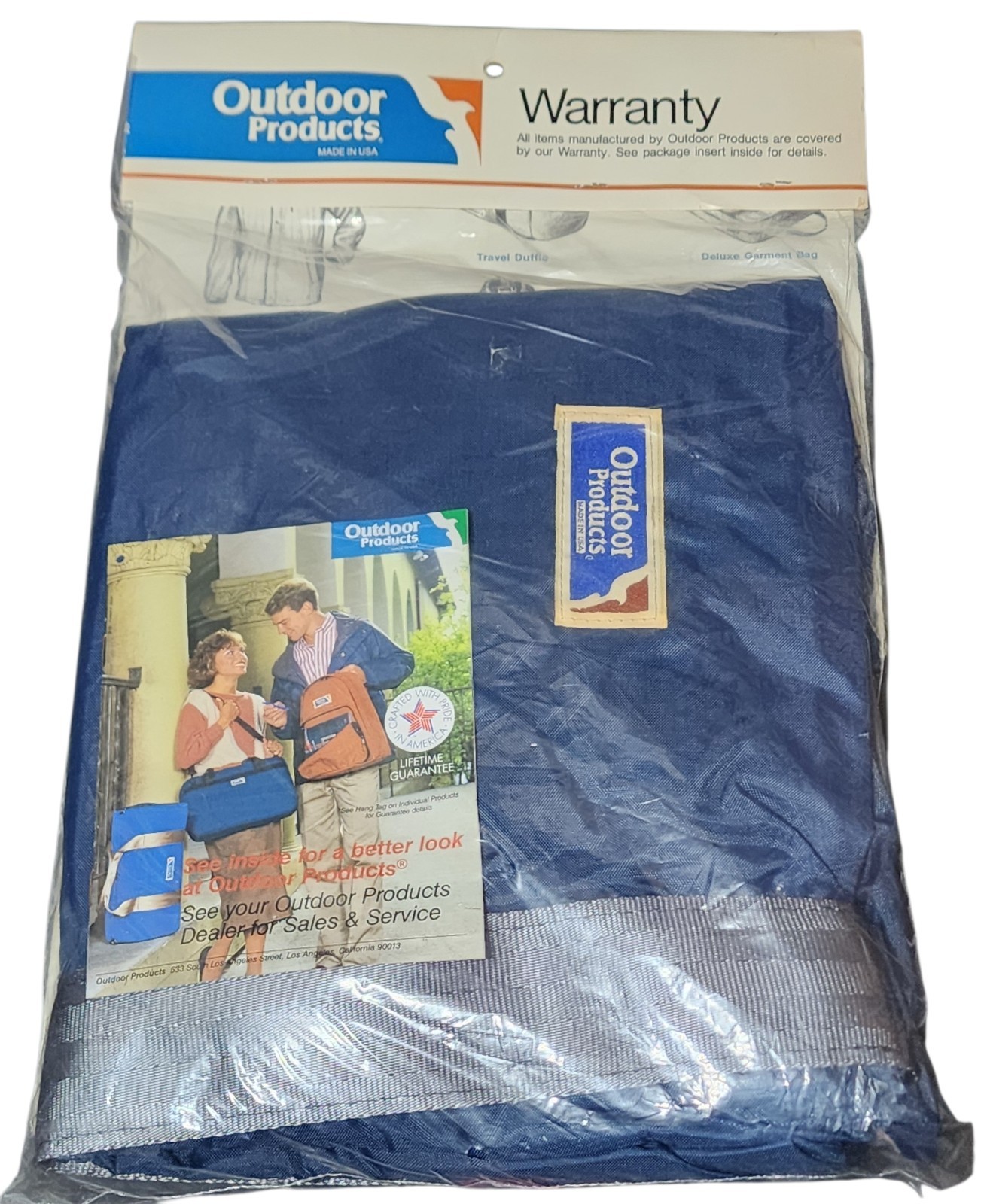 VTG New DEADSTOCK Outdoor Products Made in USA Deluxe Duffle Bag Blue Sz L 14×30