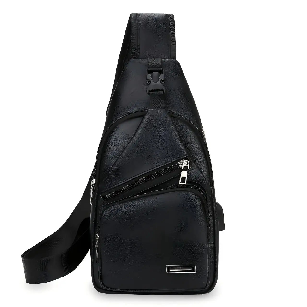 Simple and Fashionable Casual Solid Color PU Multifunctional USB Charging Zipper